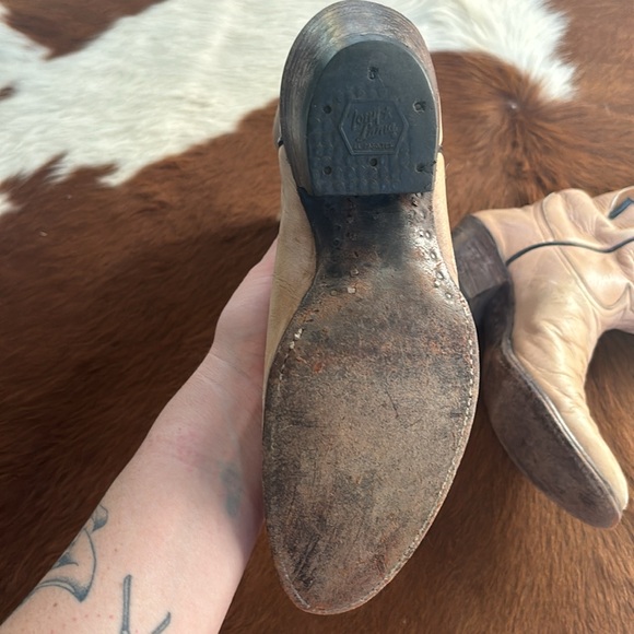 Tony Lama Tan and Brown Heeled Boots - Picture 4 of 5